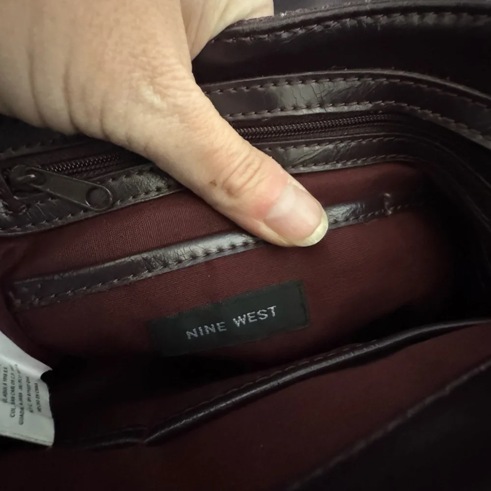 Nine West Embossed Dark Plum Crossbody Bag